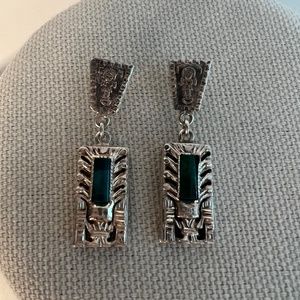 Silver Mayan Design Earrings